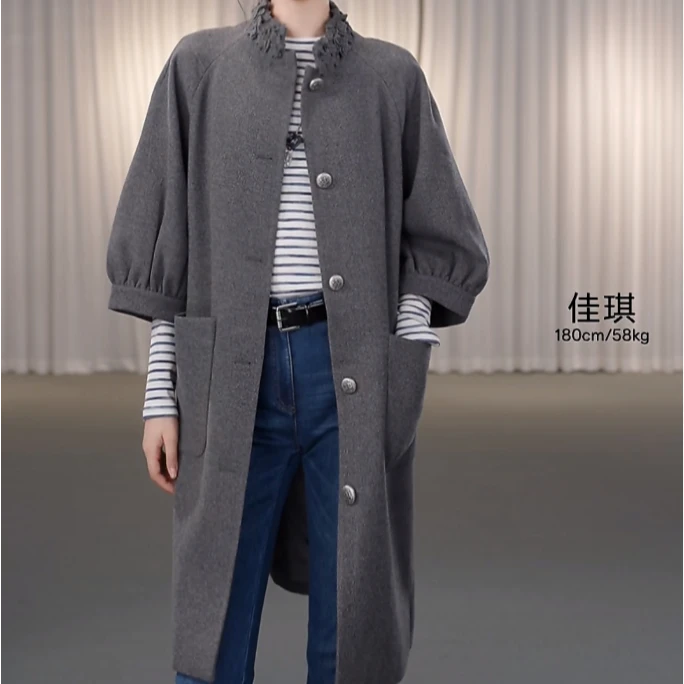 AMASS/阿玛施新款冬季时尚款松弛感绵羊毛大衣540056