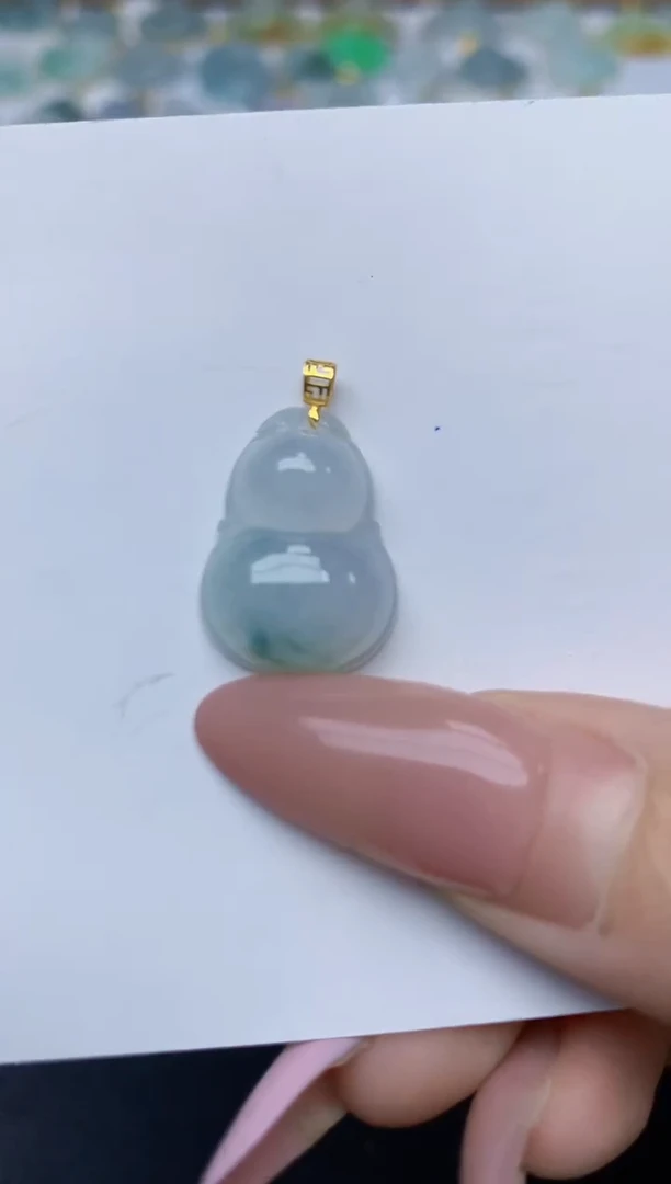 翡翠18K金镶嵌颈饰天然翡翠A货