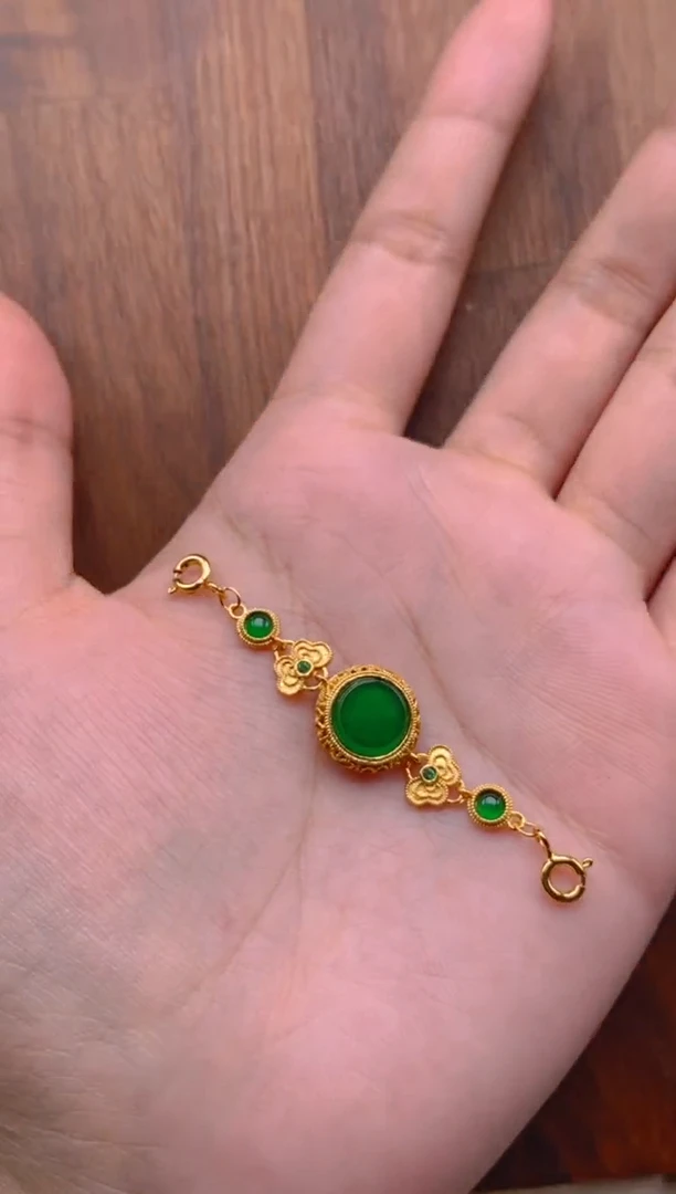 吊坠(不含链)银S925镶嵌翡翠无事牌延长链