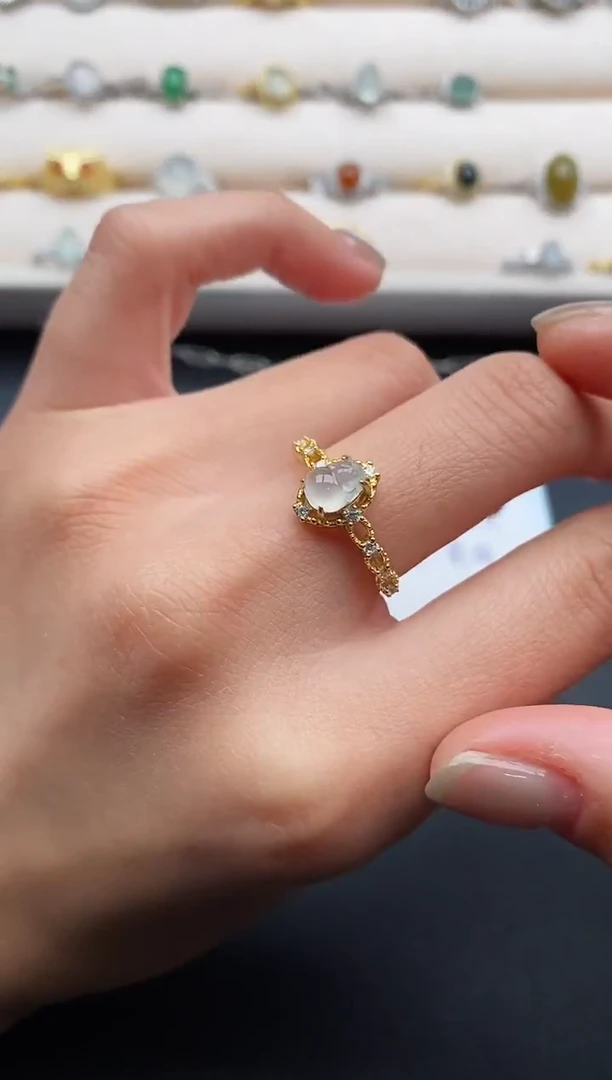 银S925镶嵌戒指翡翠8888888+2