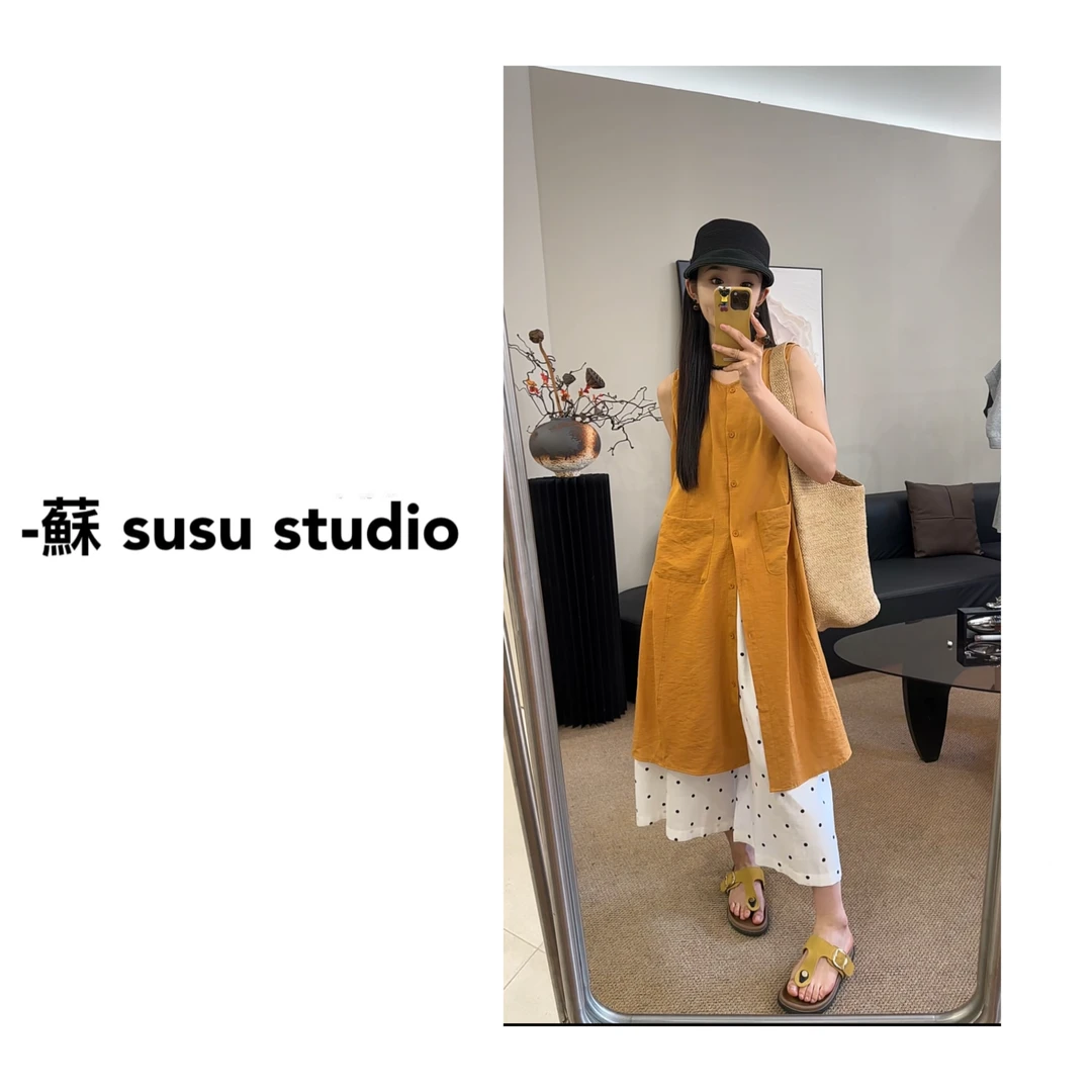 KF2559夏季韩版时尚宽松无袖衬衫+裤子