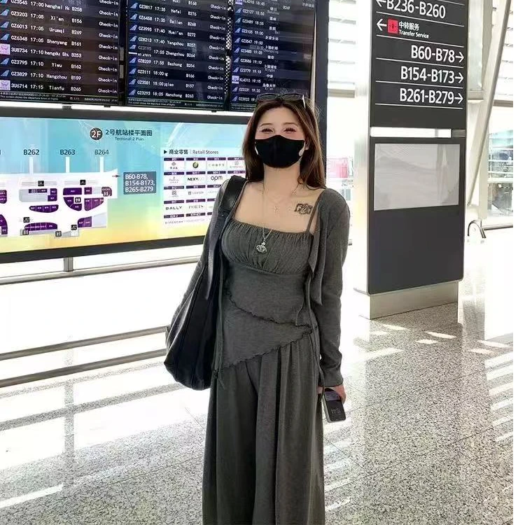 胖MM见外包装长裤长袖运动套装裤子韩版韩系cleanfit风