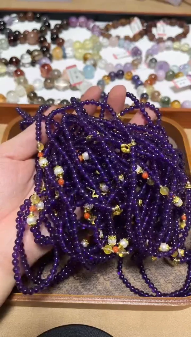 未镶嵌手链水晶23-28紫水晶双圈