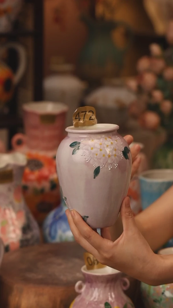 陶瓷472景德镇设计师手作花器摆件侘寂风