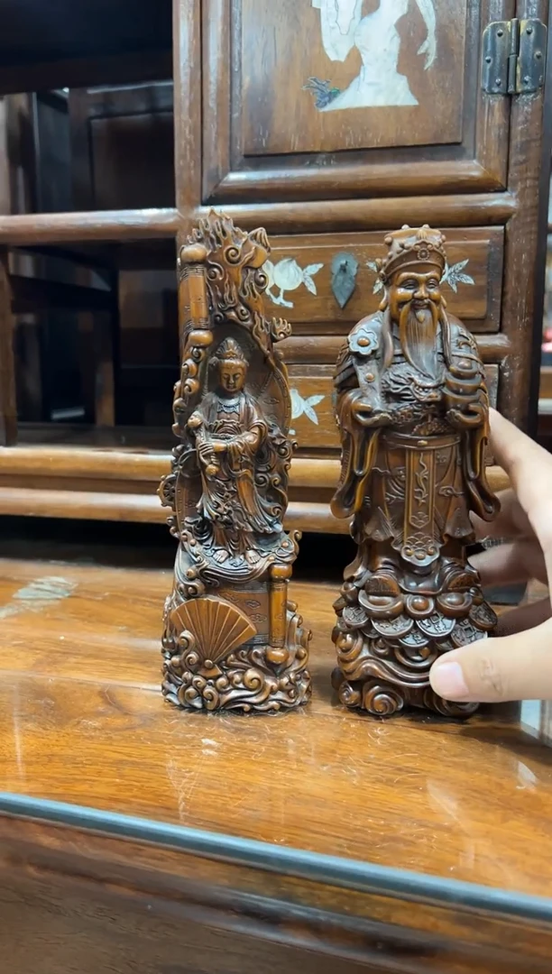 用****0黄杨如意观音 财神摆件