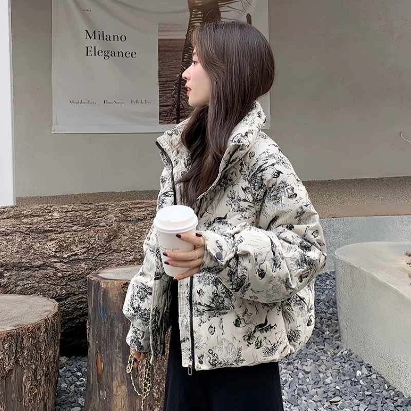 D50新款冬季棉服女短款时尚宽松加厚棉衣韩版百搭保暖外套