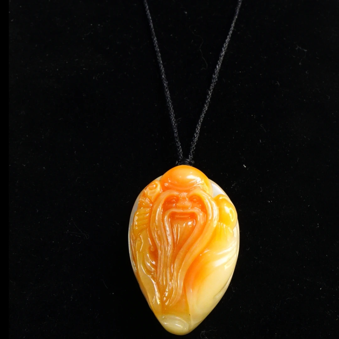 14寿山石李红善伯寿星挂件44.8克3.4x5.1x1.8