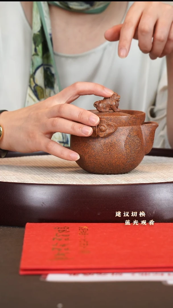 茶壶紫砂手抓壶  柴烧段泥
