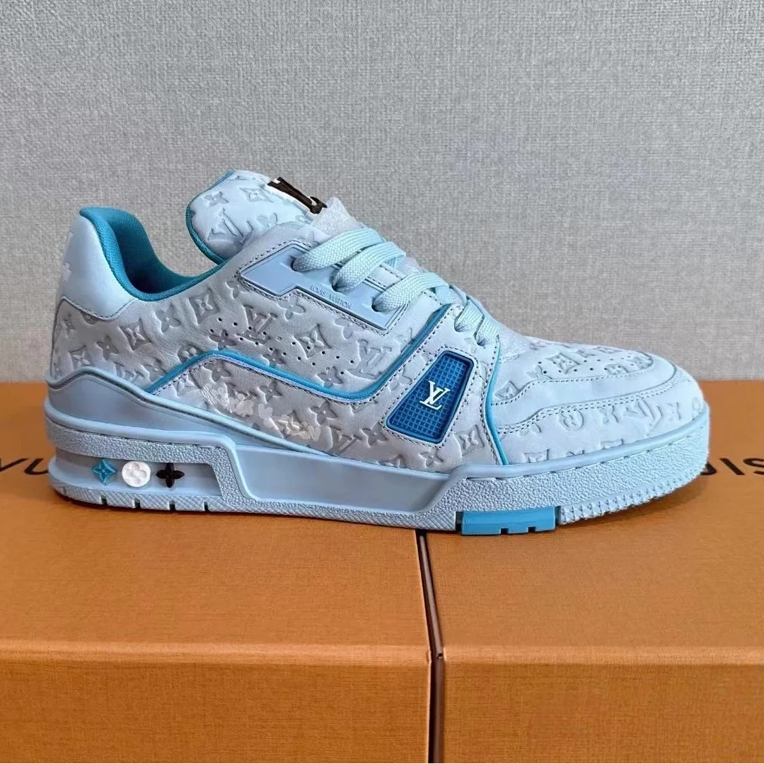 99新 LouisVuitton/路易威登 Tyler联名 Trainer 蓝色浮雕 板鞋-Y
