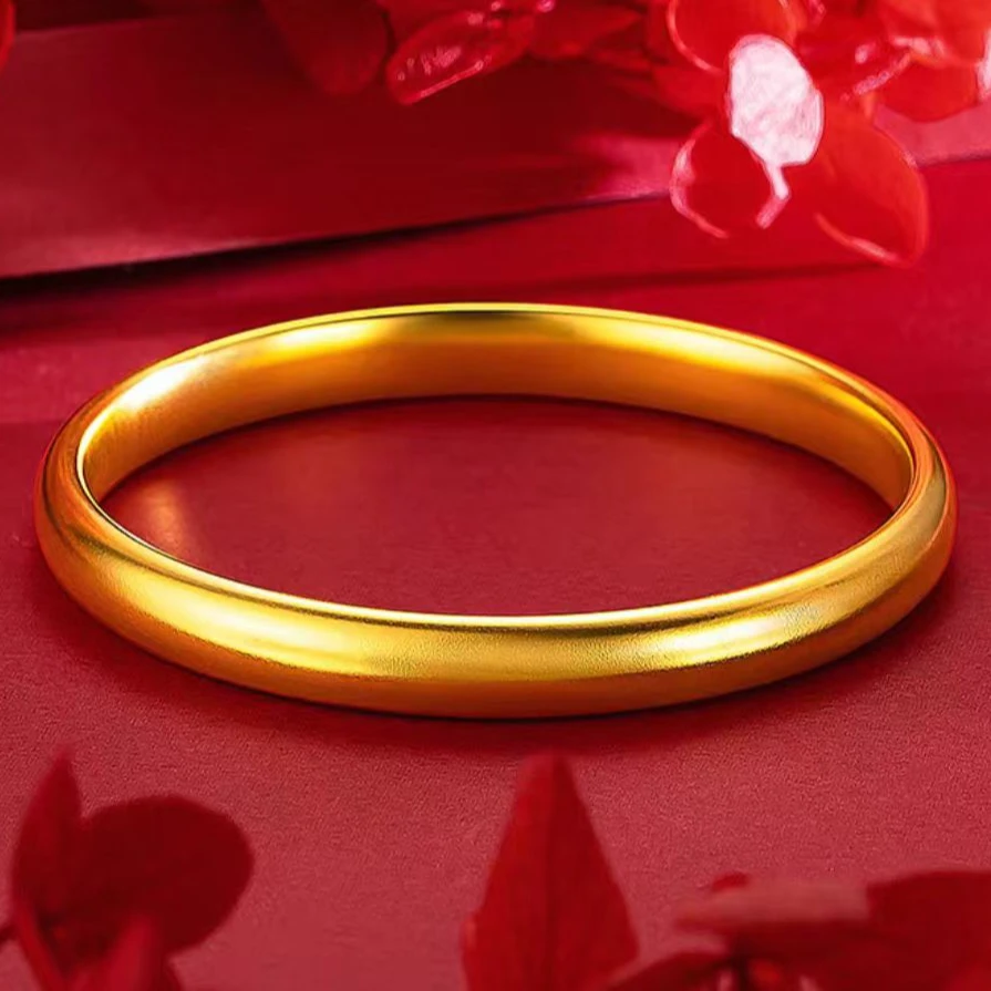 铜合金手镯 【康康大婉专属】中古迪拜古法素圈实心泥鳅背宽面手镯