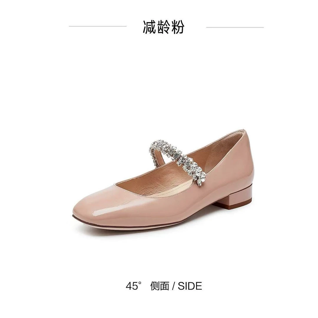 2025春季新款太妃糖玛丽珍鞋黑色平底鞋浅口单鞋女EUE20