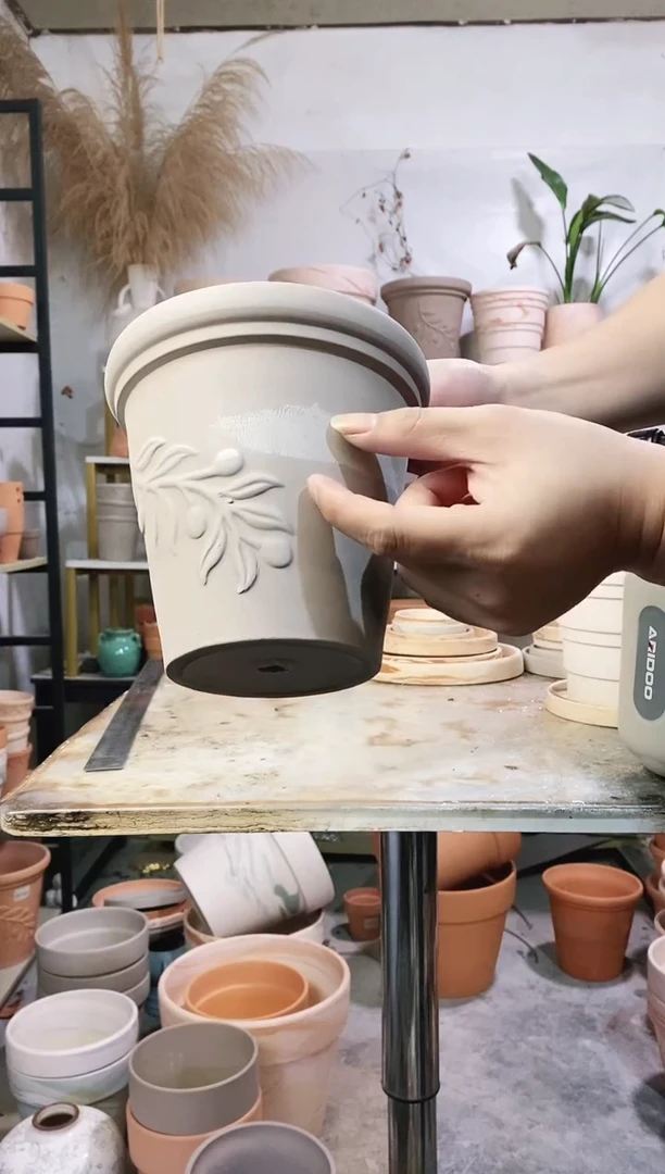 瑕疵无售后16*15灰陶浮雕 1盆无托