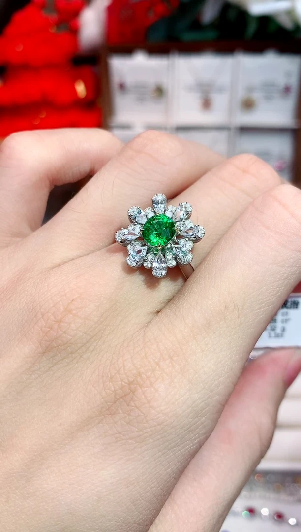 18K金镶嵌戒指石榴石（沙弗莱）1.46ct/天然宝石/七天无理由