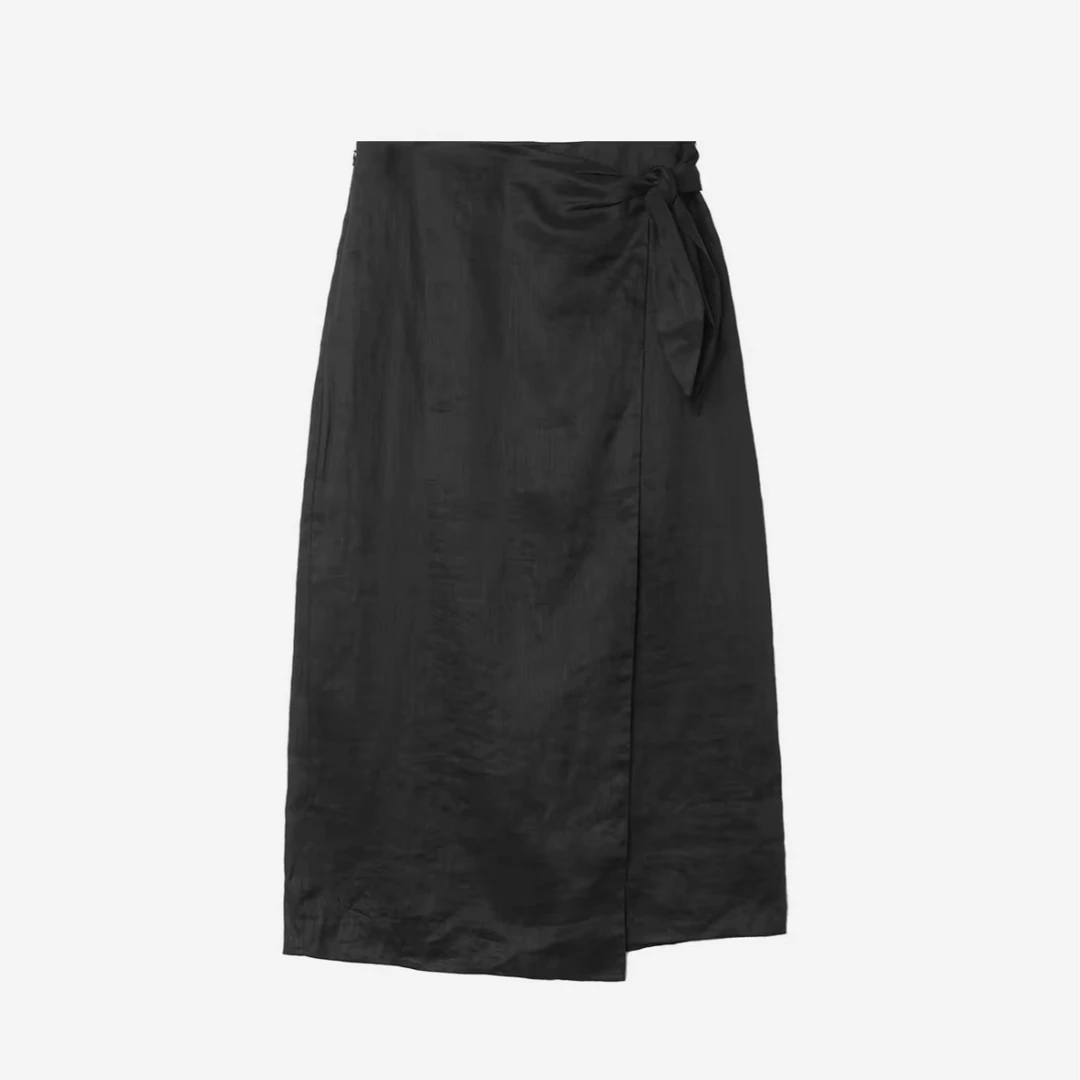 【晴川】围裹系带亚麻半身裙开衩QC251372-1-2