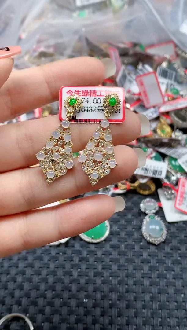 银S925镶嵌戒指翡翠天然A货缅甸翡翠