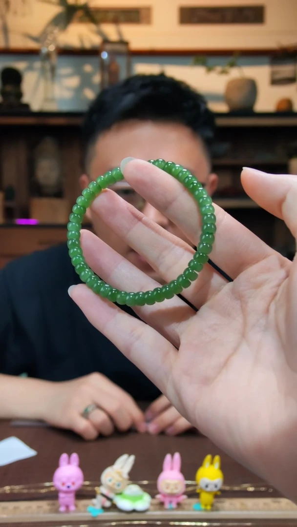 手串未镶嵌和田玉碧玉算盘珠手串ZD