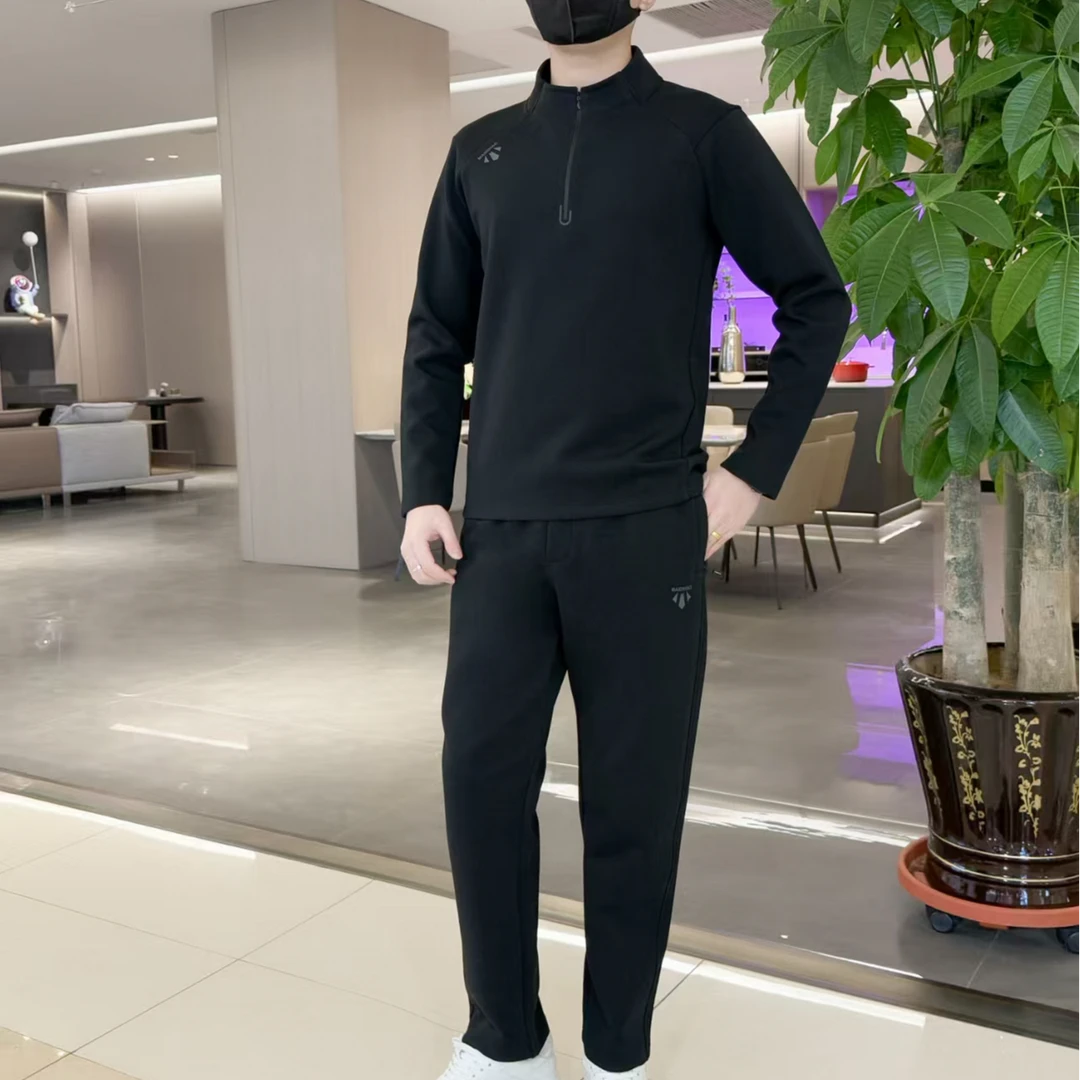 秋季新款男士运动休闲时尚半拉链卫衣两件套-5818