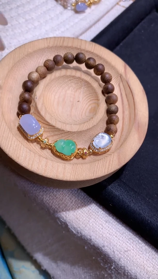 银S925镶嵌手串翡翠手串
