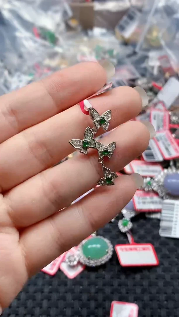 银S925镶嵌戒指翡翠天然A货缅甸翡翠