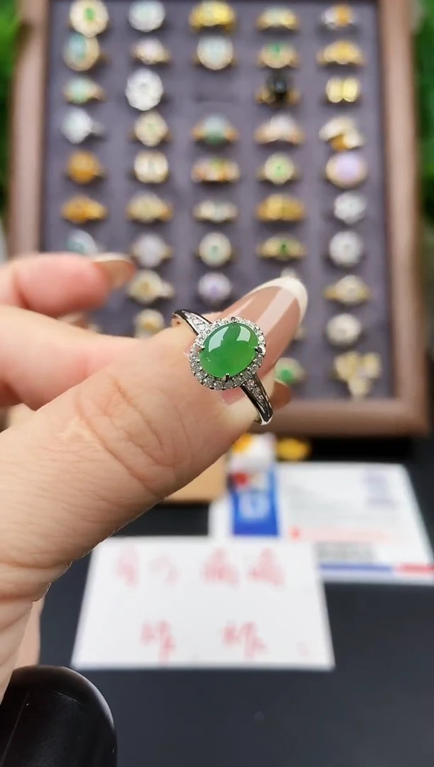 银S925镶嵌戒指翡翠12