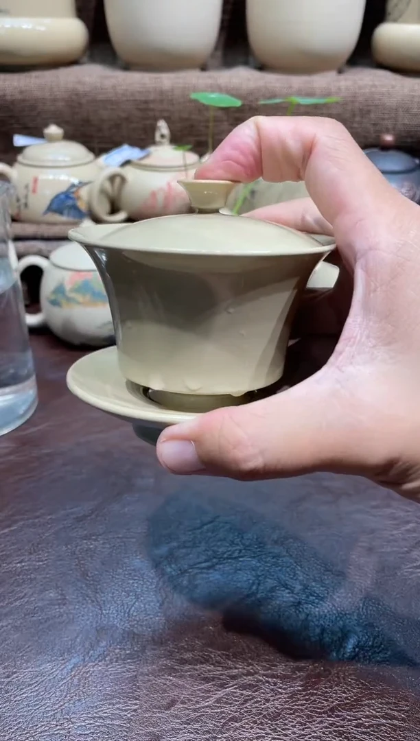 泥塑王宇白泥青柚盖碗120cc