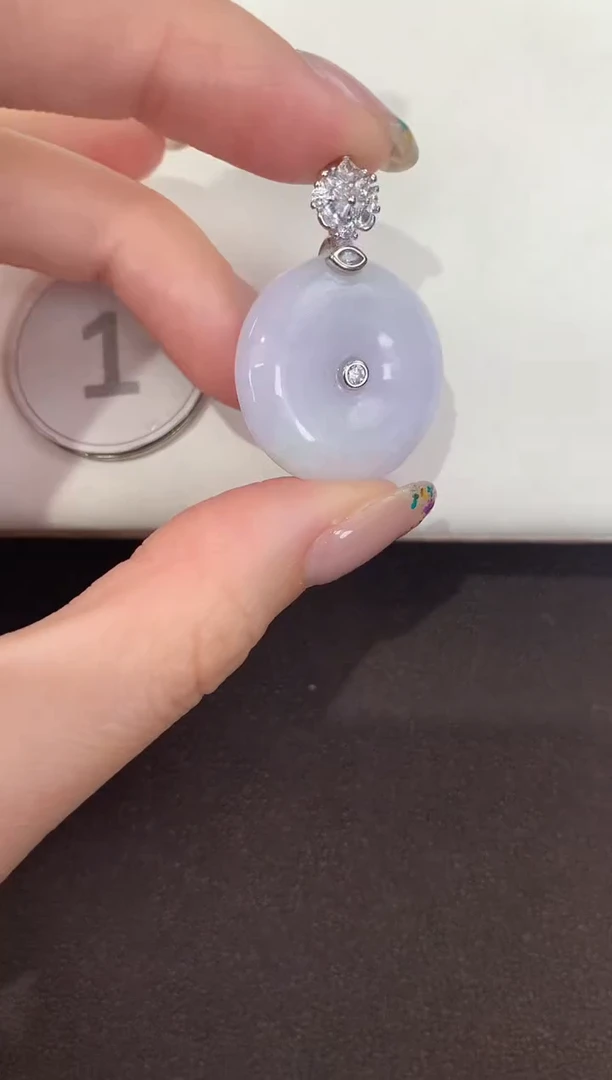 颈饰银S925镶嵌翡翠天然缅甸A货翡翠