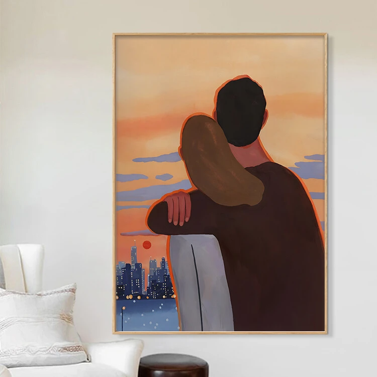 卧室床头背景装饰画情侣客厅沙发背景北欧ins风挂画民宿挂画壁画