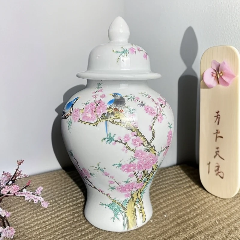 ZY-DP-A275水点桃花将军罐+底座