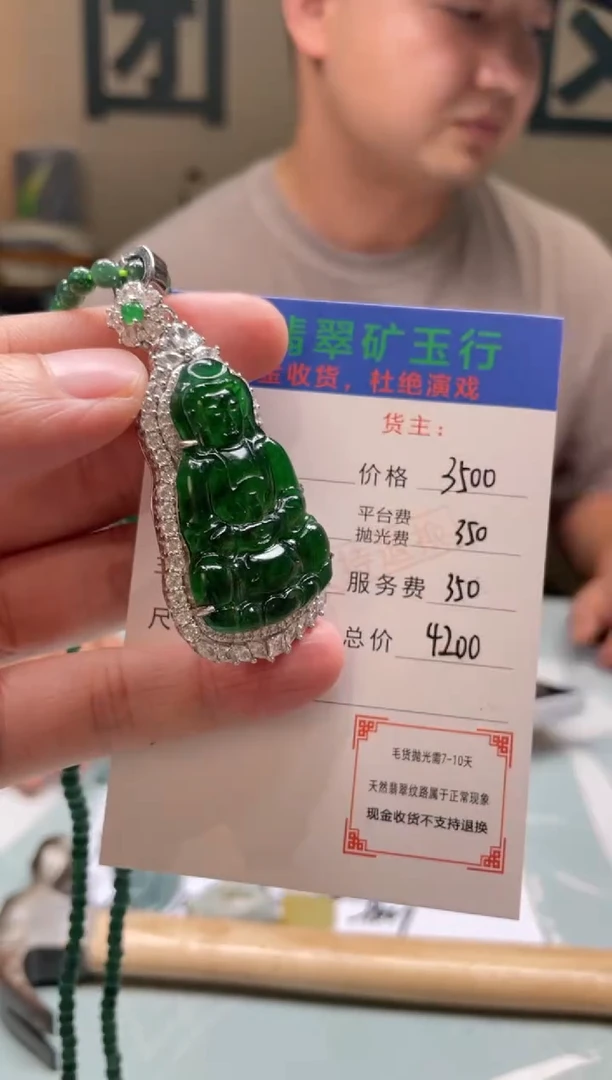 颈饰银S925镶嵌翡翠风***@-净货