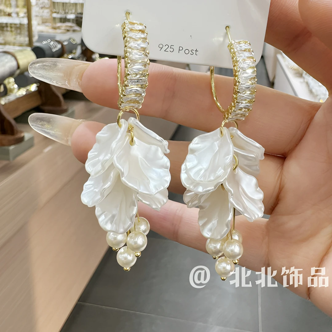 铜合金树脂耳饰 【主播推荐】轻奢耳坠新款流苏耳环长款高级感耳圈