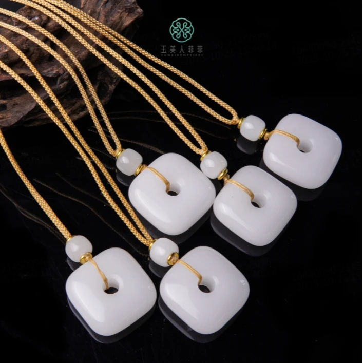 石惑珠宝！金丝玉四方口吊坠约30mm&多样性发一