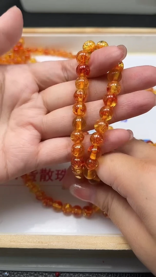 裸石琥珀未镶嵌M362 花 珀8mm25个15元