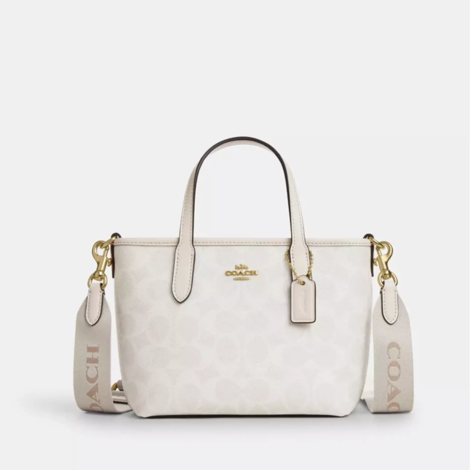 COACH/蔻驰迷你冰川白小托特 手提斜挎包（尺寸 15*14*8）