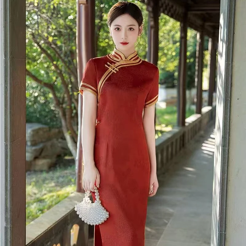复古长款改良旗袍2025新款气质优雅古风连衣裙日常修身显瘦民族风
