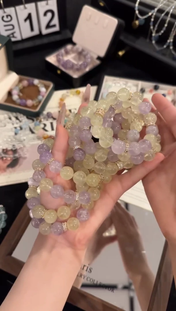 水晶手链合金紫黄x2276