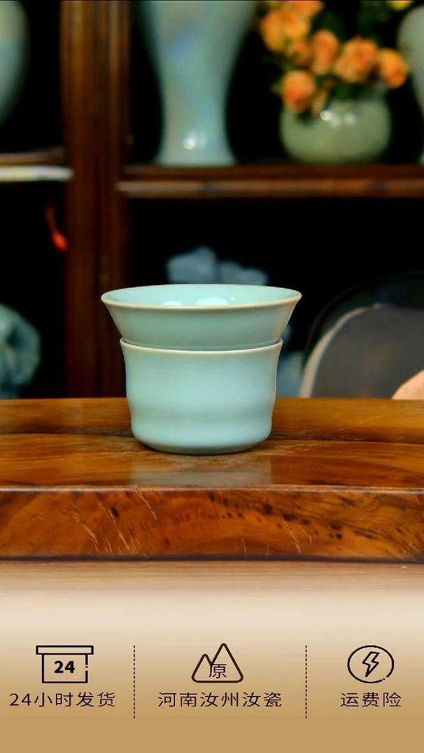 天青色手工竹节茶漏