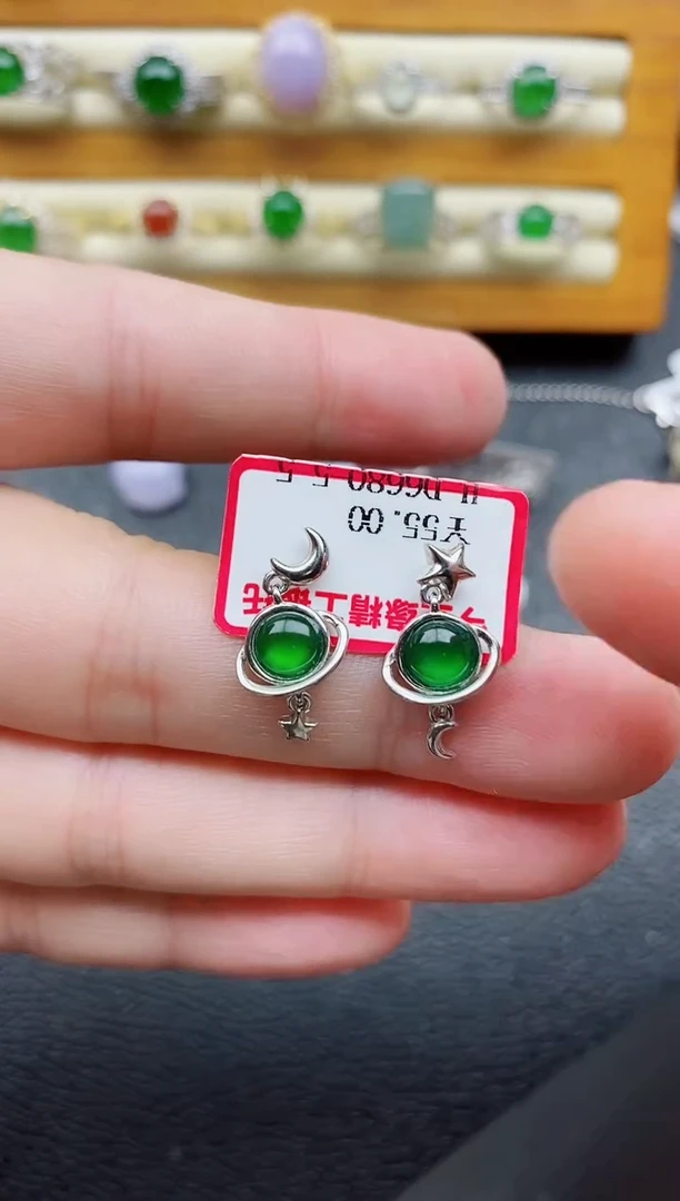 银S925镶嵌戒指翡翠1