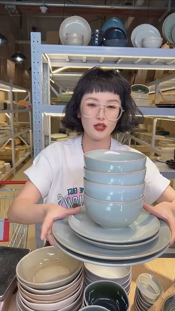 瓷57外贸尾货高温釉下彩餐具默认微瑕