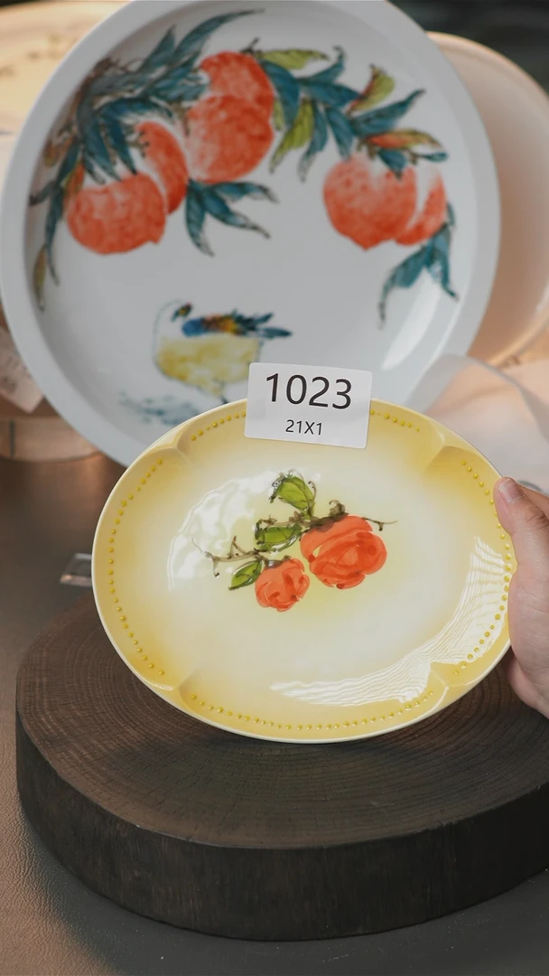 盘手绘釉下彩陶瓷餐具1023