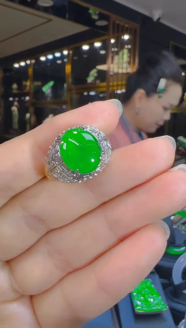 翡翠戒指银S925镶嵌056（多样性发其一）