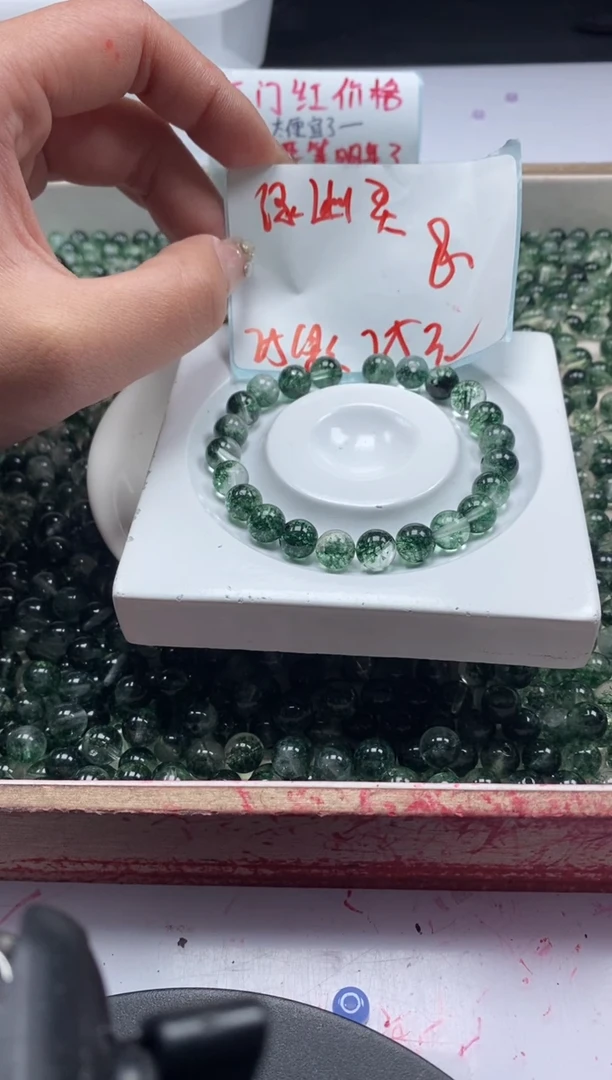 【闪购商品】水晶颈饰未镶嵌w138绿幽灵烤色8mm*25颗