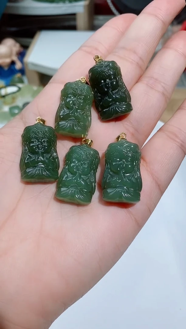 和田玉银S925镶嵌吊坠(不含链)A17多样性发其一