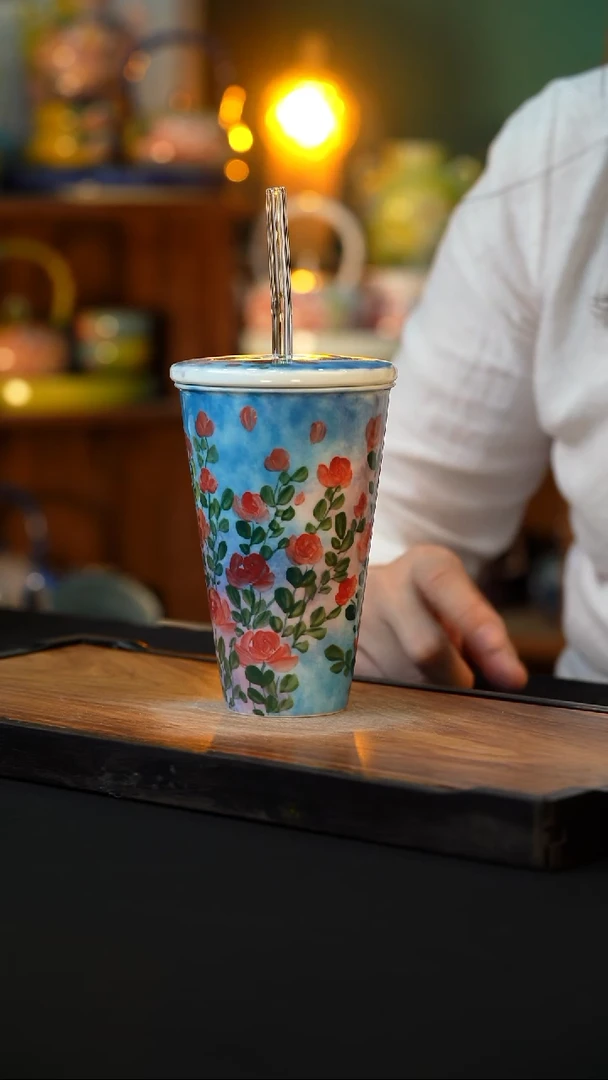 杯手绘心瓷陶瓷浮力