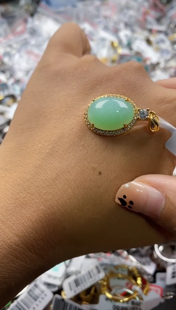 银S925镶嵌戒指翡翠6666   6