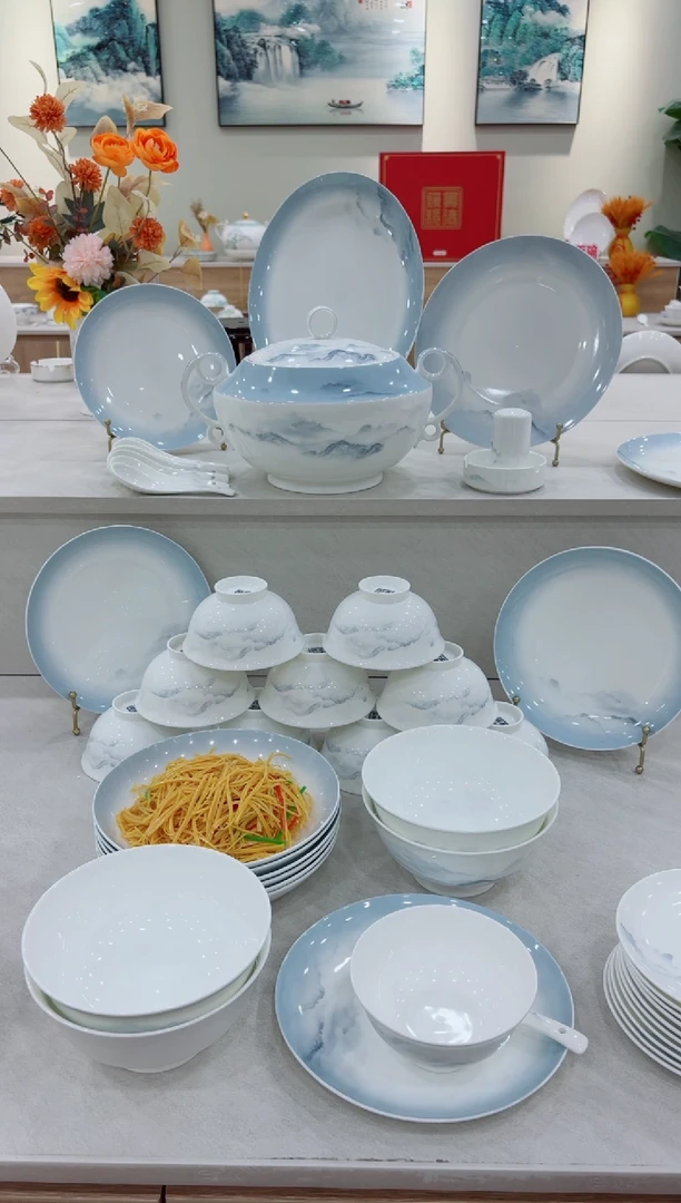 塑料两个深盘江山如画