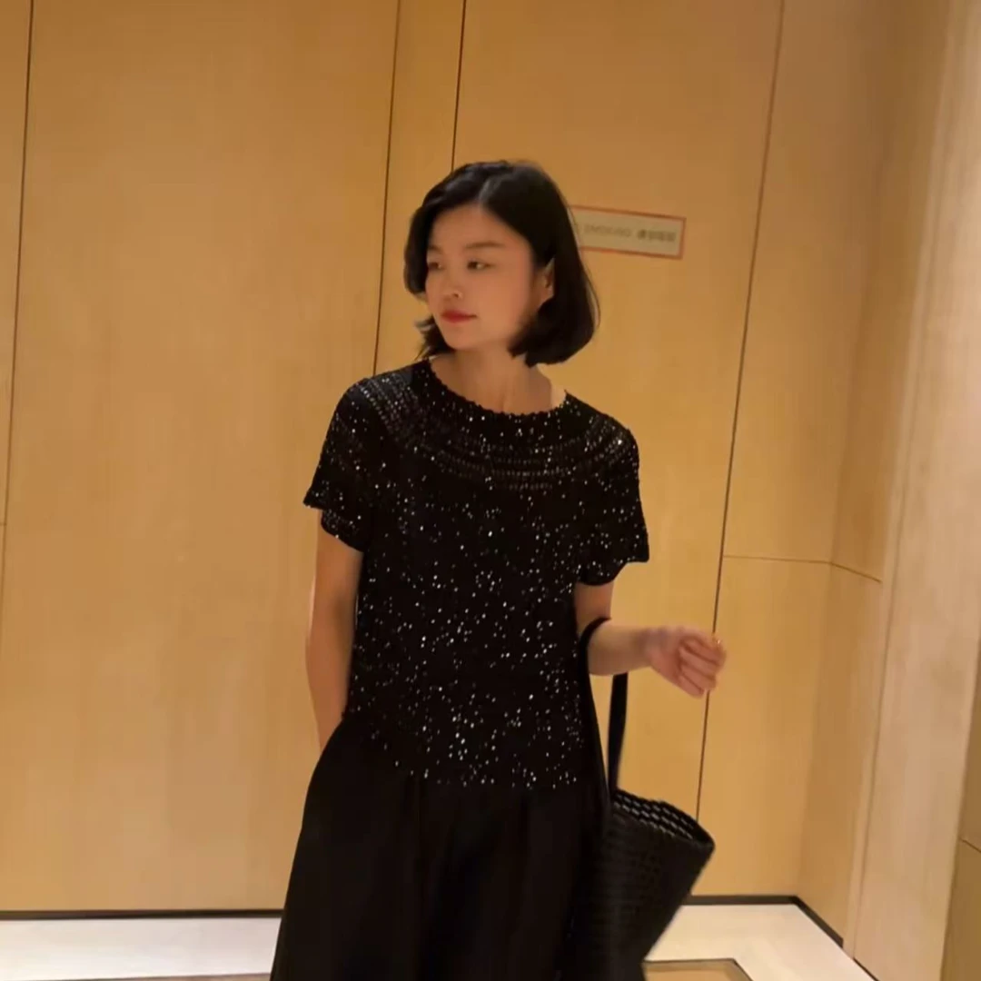 TANTAN  人造丝气质亮钻T恤1625