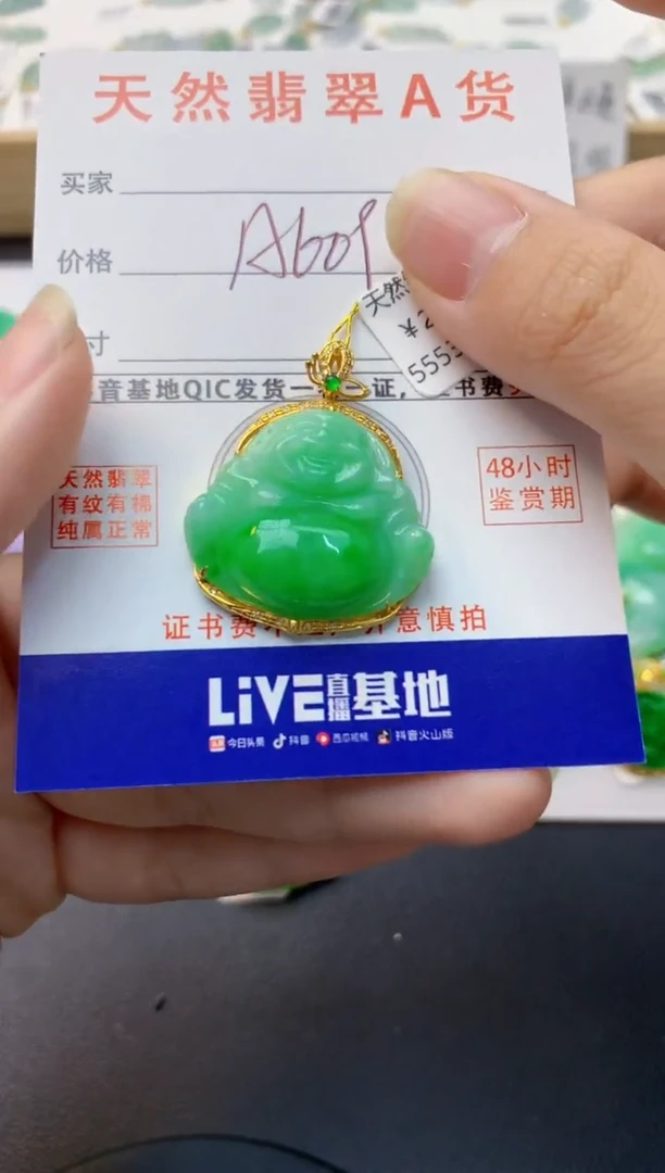 颈饰18K金镶嵌翡翠天然缅甸A货翡翠