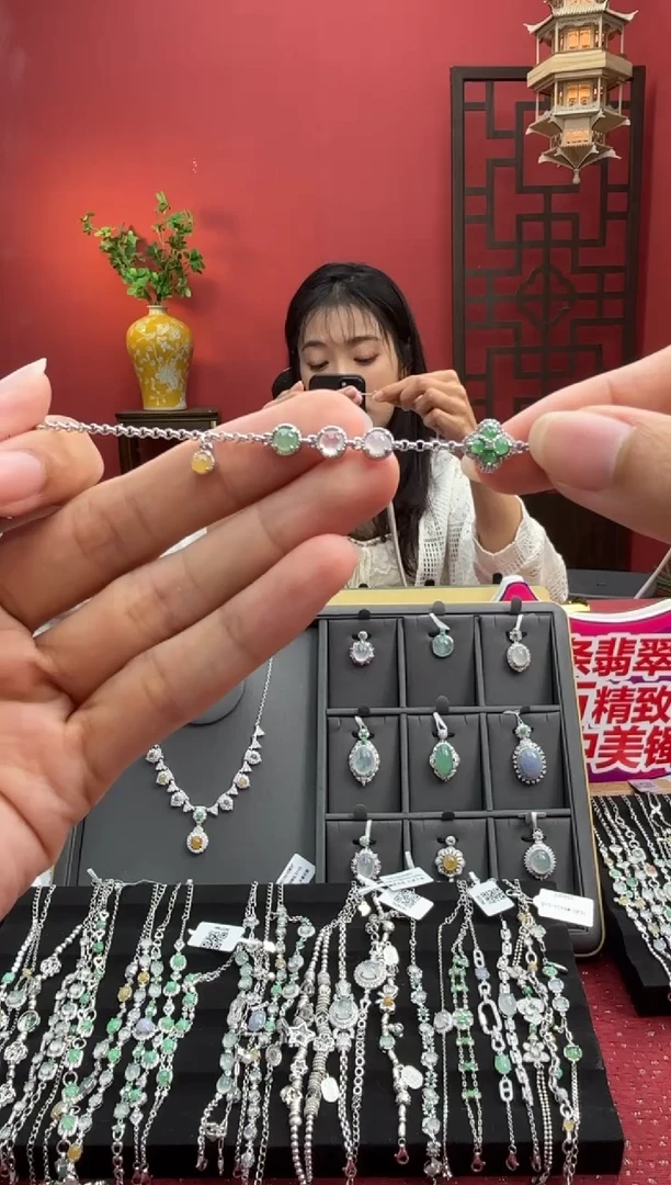 银S925镶嵌手链翡翠002932R