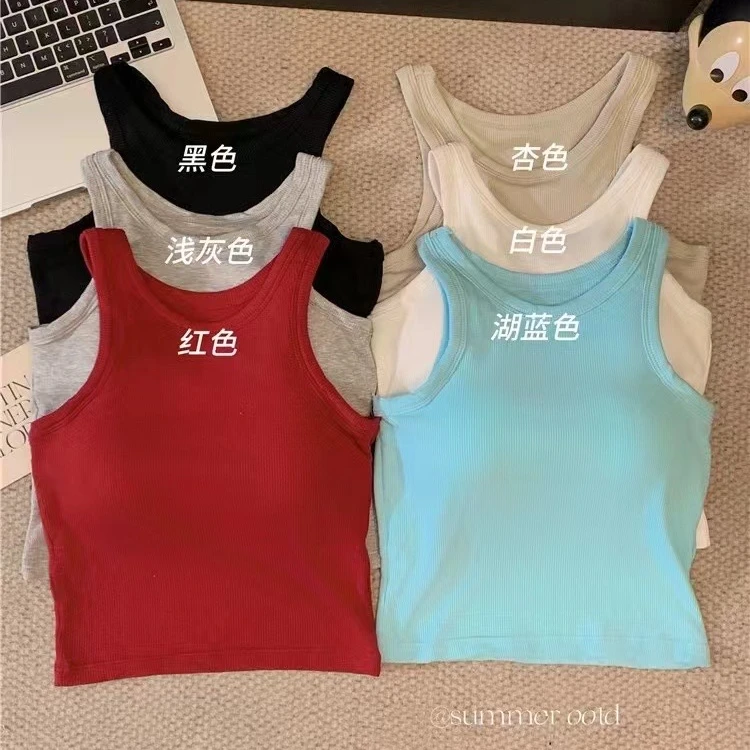 时髦辣妹百搭运动工字吊带背心女外穿内搭修身显瘦短款无袖上衣