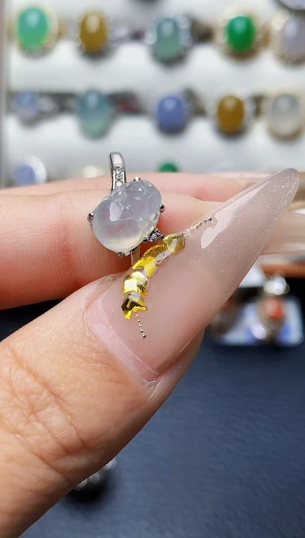 银S925镶嵌戒指翡翠3680